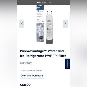 PureAdvantage Water and Ice Refrigerator Filter NWT